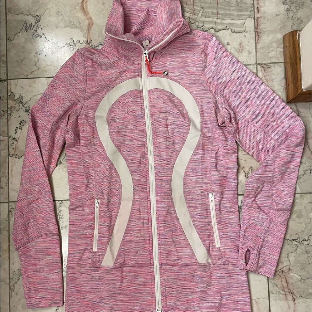 Lululemon “like new” pink zip up full length hoodie 6